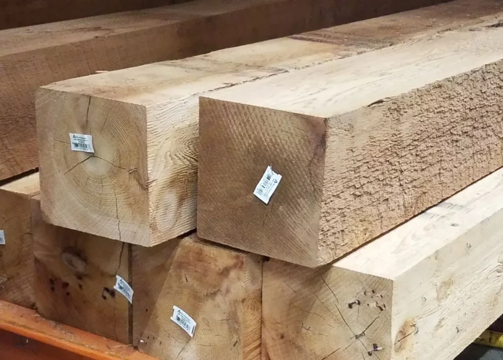 A stack of 6×6 lumber. These beams weigh about 6 pounds per lineal foot.