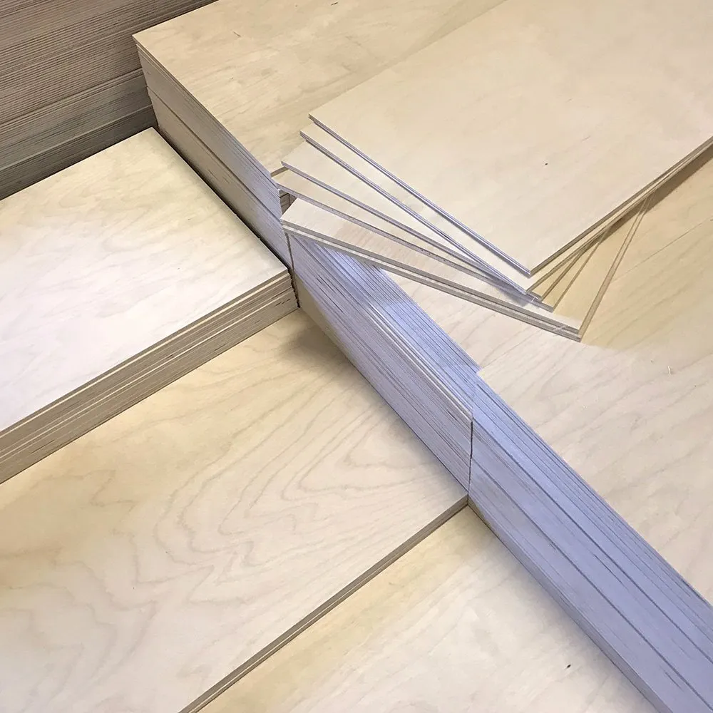 Sheets of Baltic birch plywood.
