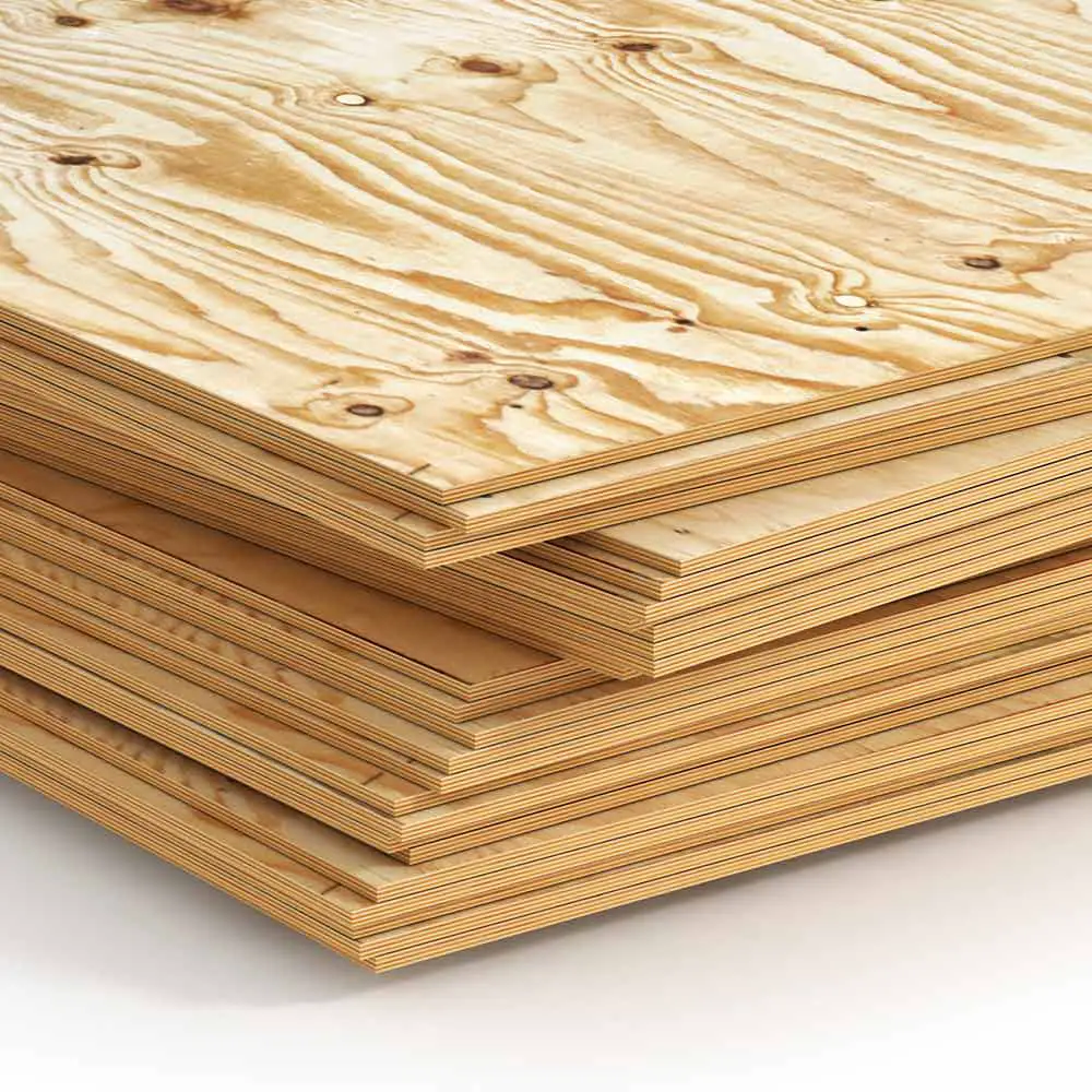 Sheets of CDX softwood plywood.