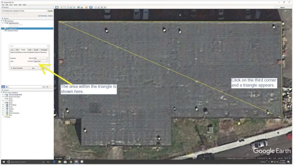 Screenshot of a user drawing a polygon in Google Earth.