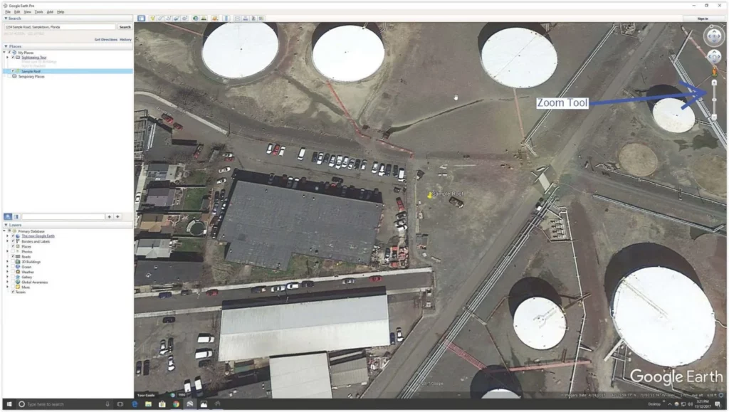 Screenshot of the zoom tool in Google Earth.