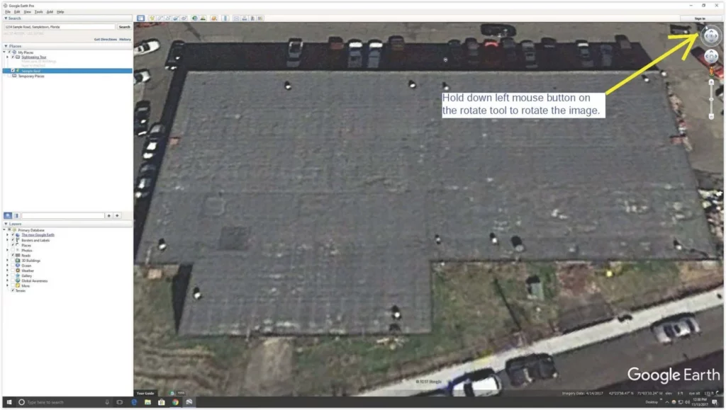 Screenshot of the rotae image tool in Google Earth.