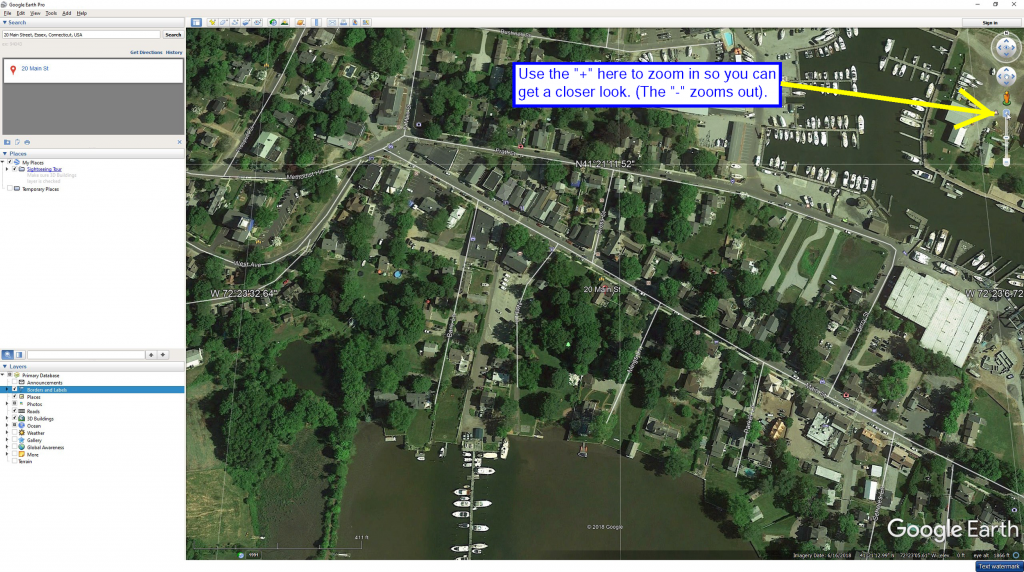 Zooming in closer with Google Earth.