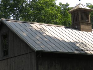 A standing seam steel roof.